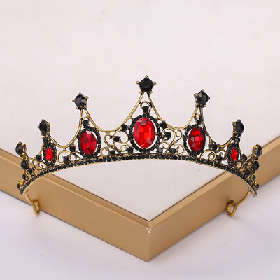 Baroc Vintage Negru Tiara Si Coroane Cristal Strass Nunta Accesorii Păr Regina Printesa Coroana Mai mult Design Cap Bijuterii