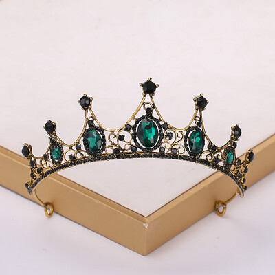 Baroc Vintage Negru Tiara Si Coroane Cristal Strass Nunta Accesorii Păr Regina Printesa Coroana Mai mult Design Cap Bijuterii