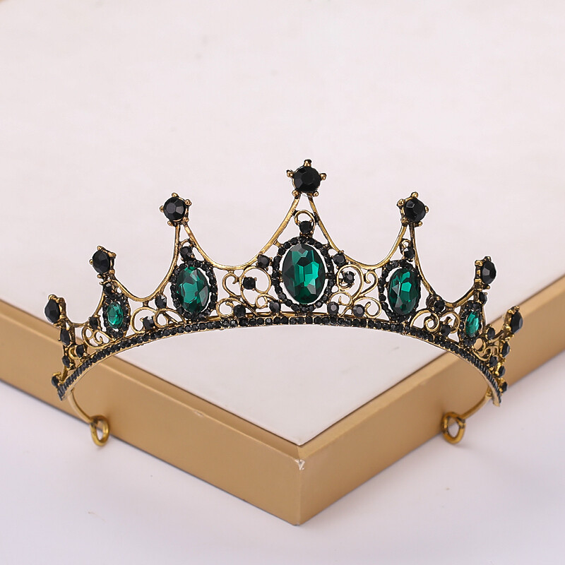Baroc Vintage Negru Tiara Si Coroane Cristal Strass Nunta Accesorii Păr Regina Printesa Coroana Mai mult Design Cap Bijuterii