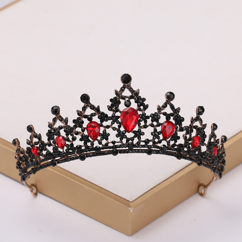 Baroc Vintage Negru Tiara Si Coroane Cristal Strass Nunta Accesorii Păr Regina Printesa Coroana Mai mult Design Cap Bijuterii