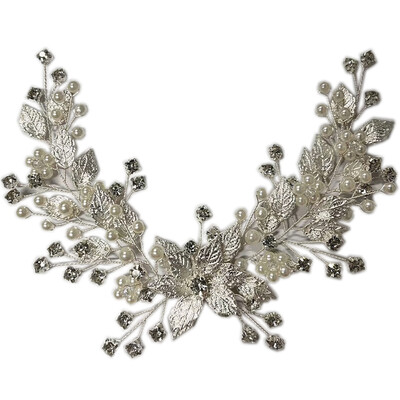 Frunze de aur Cristal Perle Mireasă Bentiță Strasuri Ornamente pentru Păr Femei Cabine Decor Floral Accesorii pentru păr de nuntă