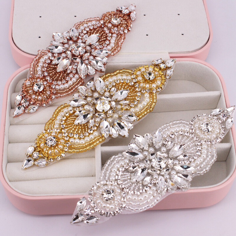 1 ΤΕΜ. Απλικέ χρυσό στρας για παπούτσια με ζώνη γάμου μαλλιά, καπέλο Κοσμήματα DIY Ράψτε σε Απλικέ στρας Αξεσουάρ νυφικών