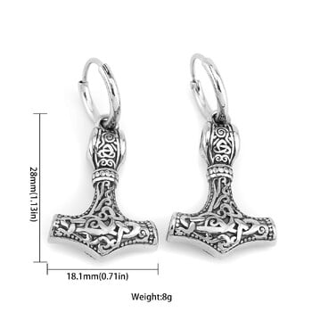 Nordic Viking Wolf Head Thor\'s Hammer Drop Earrings Men Women Неръждаема стомана Rune Amulet Earrings Party Club Jewelry Gift