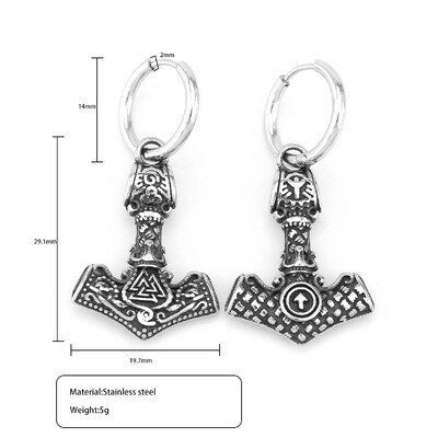 Nordijski Viking Glava vuka Thorov čekić Naušnice Muškarci Žene Nehrđajući čelik Rune Amulet Naušnice Party Club Nakit Poklon