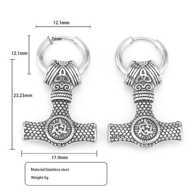 Nordijski Viking Glava vuka Thorov čekić Naušnice Muškarci Žene Nehrđajući čelik Rune Amulet Naušnice Party Club Nakit Poklon