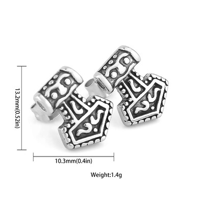 Nordijski Viking Glava vuka Thorov čekić Naušnice Muškarci Žene Nehrđajući čelik Rune Amulet Naušnice Party Club Nakit Poklon