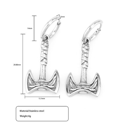 Nordijski Viking Glava vuka Thorov čekić Naušnice Muškarci Žene Nehrđajući čelik Rune Amulet Naušnice Party Club Nakit Poklon