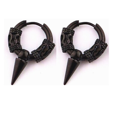 Panka vintage dizaina lapu stīpas auskari sievietēm vīriešiem rotaslietas aksesuāri melni nerūsējošā spalvu auskari Brincos