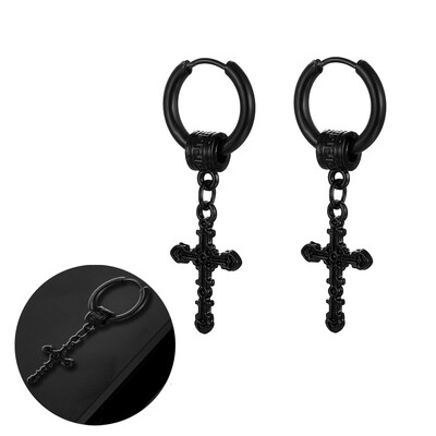 Panka vintage dizaina lapu stīpas auskari sievietēm vīriešiem rotaslietas aksesuāri melni nerūsējošā spalvu auskari Brincos