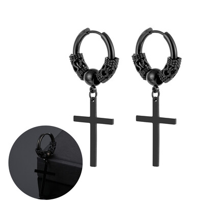 Panka vintage dizaina lapu stīpas auskari sievietēm vīriešiem rotaslietas aksesuāri melni nerūsējošā spalvu auskari Brincos