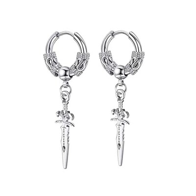 Panka vintage dizaina lapu stīpas auskari sievietēm vīriešiem rotaslietas aksesuāri melni nerūsējošā spalvu auskari Brincos