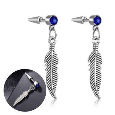 Panka vintage dizaina lapu stīpas auskari sievietēm vīriešiem rotaslietas aksesuāri melni nerūsējošā spalvu auskari Brincos