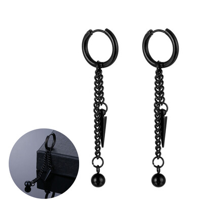 Panka vintage dizaina lapu stīpas auskari sievietēm vīriešiem rotaslietas aksesuāri melni nerūsējošā spalvu auskari Brincos