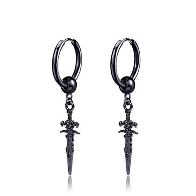 Panka vintage dizaina lapu stīpas auskari sievietēm vīriešiem rotaslietas aksesuāri melni nerūsējošā spalvu auskari Brincos