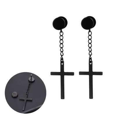 Panka vintage dizaina lapu stīpas auskari sievietēm vīriešiem rotaslietas aksesuāri melni nerūsējošā spalvu auskari Brincos