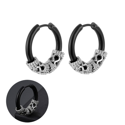 Panka vintage dizaina lapu stīpas auskari sievietēm vīriešiem rotaslietas aksesuāri melni nerūsējošā spalvu auskari Brincos