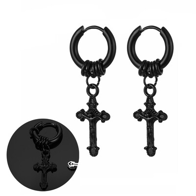 Panka vintage dizaina lapu stīpas auskari sievietēm vīriešiem rotaslietas aksesuāri melni nerūsējošā spalvu auskari Brincos