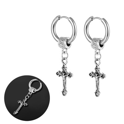 Panka vintage dizaina lapu stīpas auskari sievietēm vīriešiem rotaslietas aksesuāri melni nerūsējošā spalvu auskari Brincos