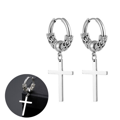 Panka vintage dizaina lapu stīpas auskari sievietēm vīriešiem rotaslietas aksesuāri melni nerūsējošā spalvu auskari Brincos