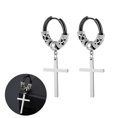 Panka vintage dizaina lapu stīpas auskari sievietēm vīriešiem rotaslietas aksesuāri melni nerūsējošā spalvu auskari Brincos