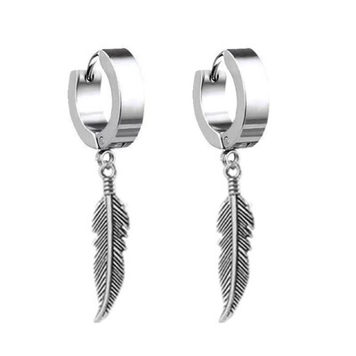 Panka vintage dizaina lapu stīpas auskari sievietēm vīriešiem rotaslietas aksesuāri melni nerūsējošā spalvu auskari Brincos