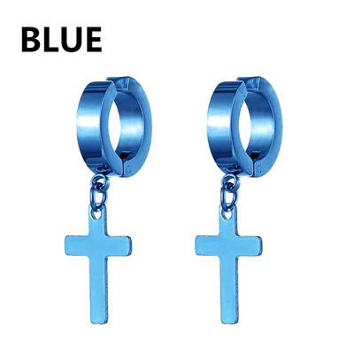 2 db rozsdamentes acél kapocs, nem piercinges női fülbevaló férfiaknak fekete arany színű kereszt gótikus punk rock csepp Pendiente ékszer