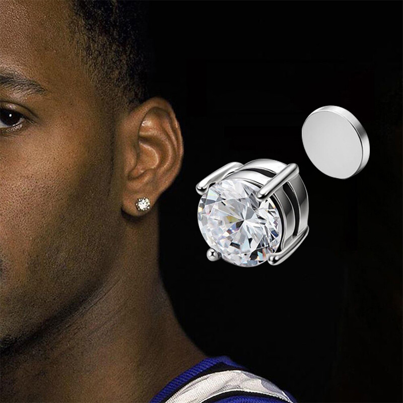 Kristály Erős Mágneses Fülbevaló Fülbevalók Férfiak és Nők Punk Kerek cirkon mágneses Fülbevaló Nem Piercing Ékszer
