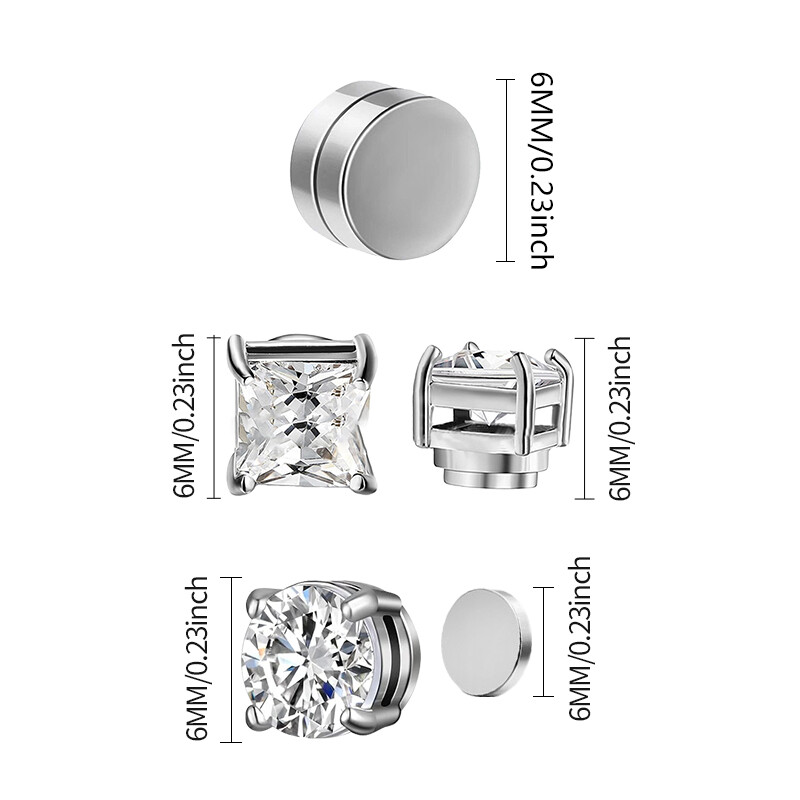 Kristály Erős Mágneses Fülbevaló Fülbevalók Férfiak és Nők Punk Kerek cirkon mágneses Fülbevaló Nem Piercing Ékszer