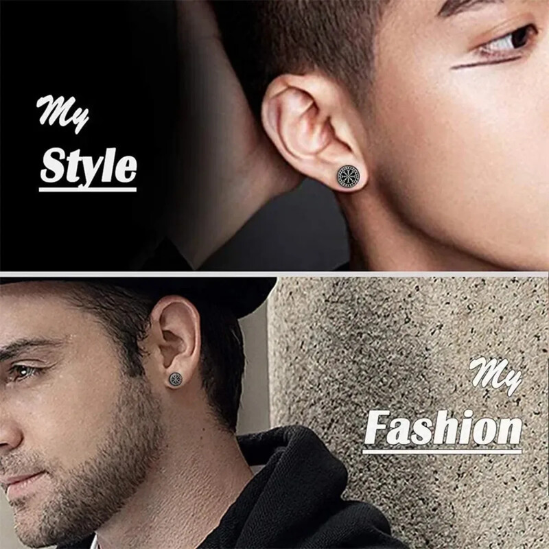 Set de 6 perechi de cercei cu știfturi rotunzi, rune vikinge de 18G, pentru femei, bărbați, din oțel inoxidabil 316L, bijuterii piercing pentru cartilajul tragus Helix