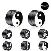 1 vnt. juodas magnetinis netikras ausų segtukas Tragus auskarų rinkinys kištukas be auskarų spaustuko Vyriški nerūdijančio plieno apskritimo magnetai papuošalai Dovanos