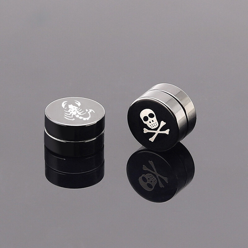 1 vnt. juodas magnetinis netikras ausų segtukas Tragus auskarų rinkinys kištukas be auskarų spaustuko Vyriški nerūdijančio plieno apskritimo magnetai papuošalai Dovanos