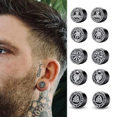 Gothic punk Nordic Viking Vīriešu Sieviešu Spēcīgi Magnētiski Magnētiski Auskari Nerūsējošā tērauda Necaurdurošas Ausu Kniedes Puisim