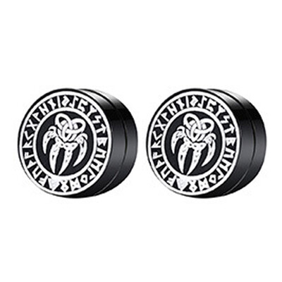 Gothic punk Nordic Viking Vīriešu Sieviešu Spēcīgi Magnētiski Magnētiski Auskari Nerūsējošā tērauda Necaurdurošas Ausu Kniedes Puisim