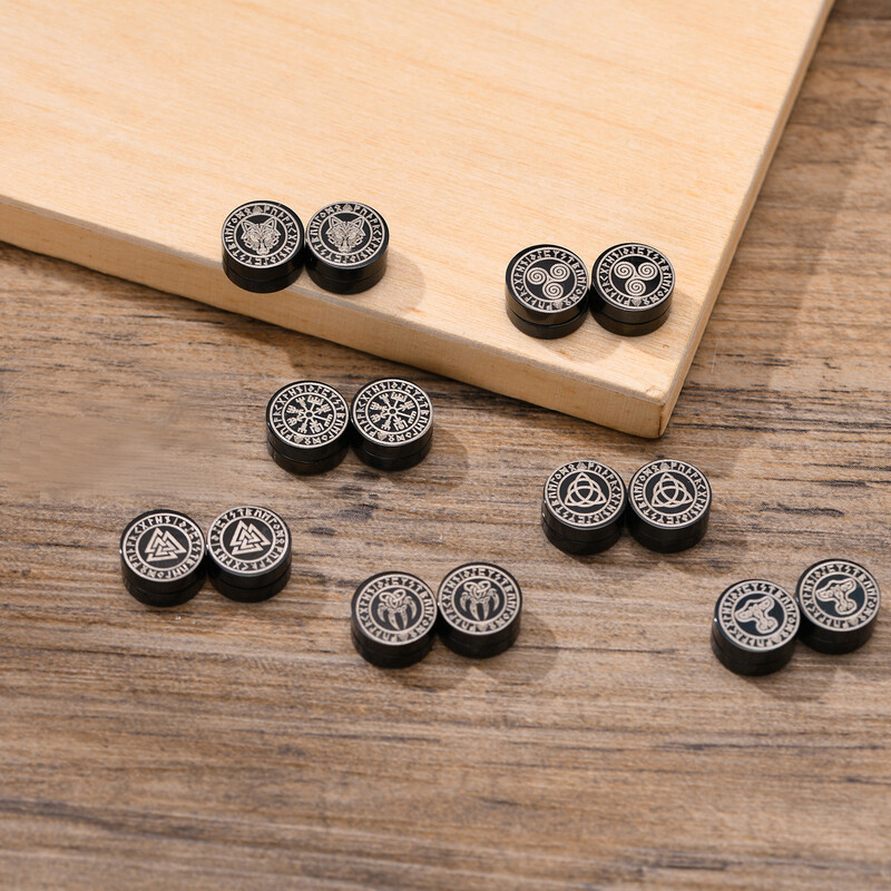 Gothic punk Nordic Viking Vīriešu Sieviešu Spēcīgi Magnētiski Magnētiski Auskari Nerūsējošā tērauda Necaurdurošas Ausu Kniedes Puisim