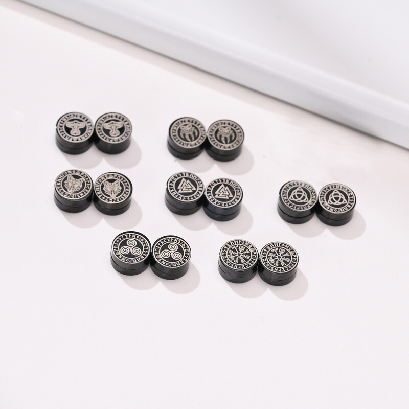 Gothic punk Nordic Viking Vīriešu Sieviešu Spēcīgi Magnētiski Magnētiski Auskari Nerūsējošā tērauda Necaurdurošas Ausu Kniedes Puisim