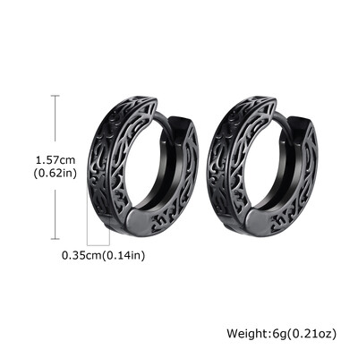 Cercei Totem Hoop pentru bărbați și adolescenți, cercei Huggies din oțel inoxidabil negri Anit Allergy, bijuterii pentru urechi rock punk