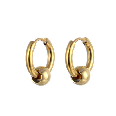 1 pereche de cercei cu cerc din oțel inoxidabil pentru bărbați și femei, cerc mic, bile de metal, cataramă pentru ureche, bijuterii Rock Hip Hop