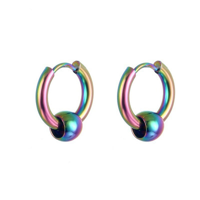 1 pereche de cercei cu cerc din oțel inoxidabil pentru bărbați și femei, cerc mic, bile de metal, cataramă pentru ureche, bijuterii Rock Hip Hop