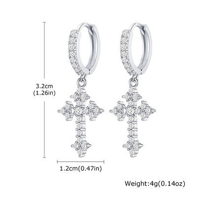 Cercei încrucișați pentru bărbați, cercei cu cerc de metal cu incrustație de zircon AAA, cadouri hip hop de lux Rap bijuterii cool