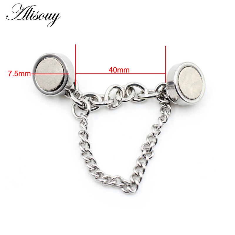 Alisouy 2 bucăți Punk Magnet Puternic Lant magnetic pandantiv din oțel inoxidabil Femei Bărbați Cercei rotund pentru ureche Bijuterii fără piercing