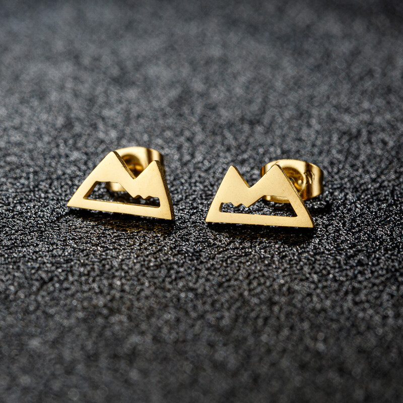 Shuangshuo 1 pora retro sniego kalnų auskarai vyrams Minimalistiniai nerūdijančio plieno smailės formos papuošalai auskarai alpinistui Dovana