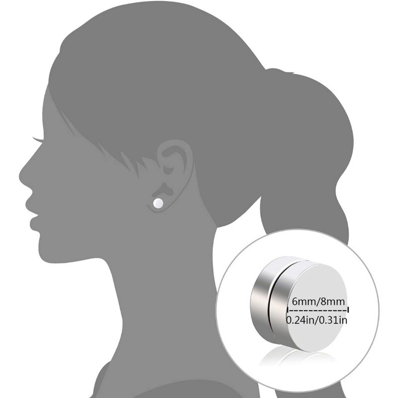 4 pāri nerūsējošā tērauda magnētiski auskari vīriešiem sievietēm, CZ magnēts viltoti auskari bez caurduršanas auskaru saspraudes komplekts