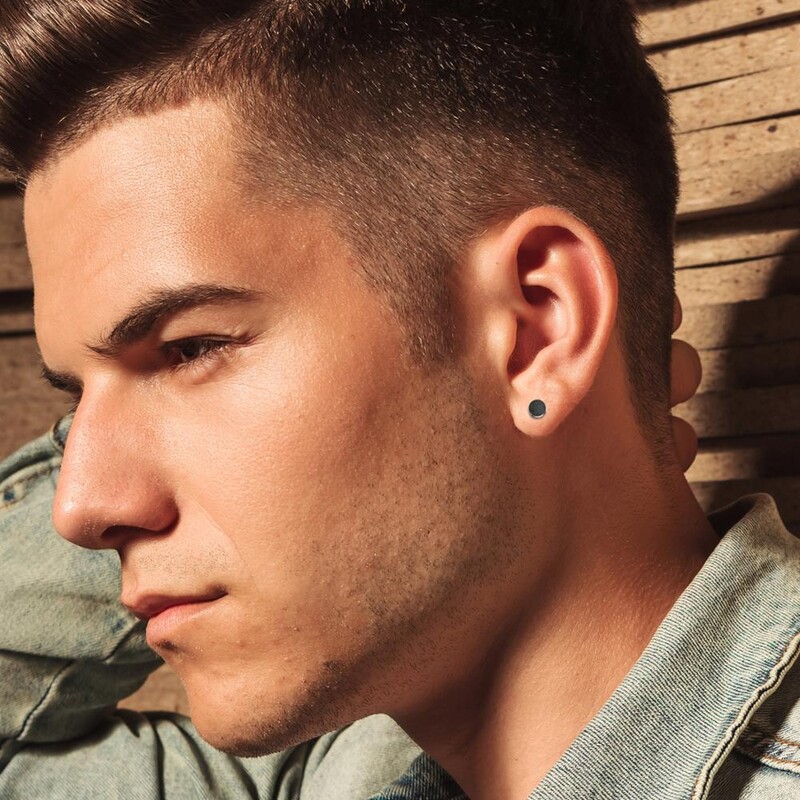 BONISKISS Punk Hip-hop Spēcīgs Magnētisks Magnētiskais Ausu Kniega Komplekts Bez Caurduršanas Auskari Melni Matēti Nerūsējošā tērauda Vīriešu Rotaslietas