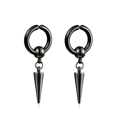 1 pereche de cercei cu șuruburi magnetice din oțel inoxidabil negru pentru bărbați și femei.