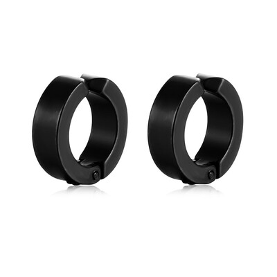1 pereche de cercei cu șuruburi magnetice din oțel inoxidabil negru pentru bărbați și femei.