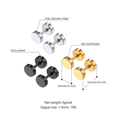 U7 3/4 pāri/komplekts Nerūsējošā tērauda auskaru komplekti vīriešiem Sieviešu smailes apaļas kniedes apaļas lodveida sirds zvaigzne vienkāršas unisex ikdienas rotaslietas