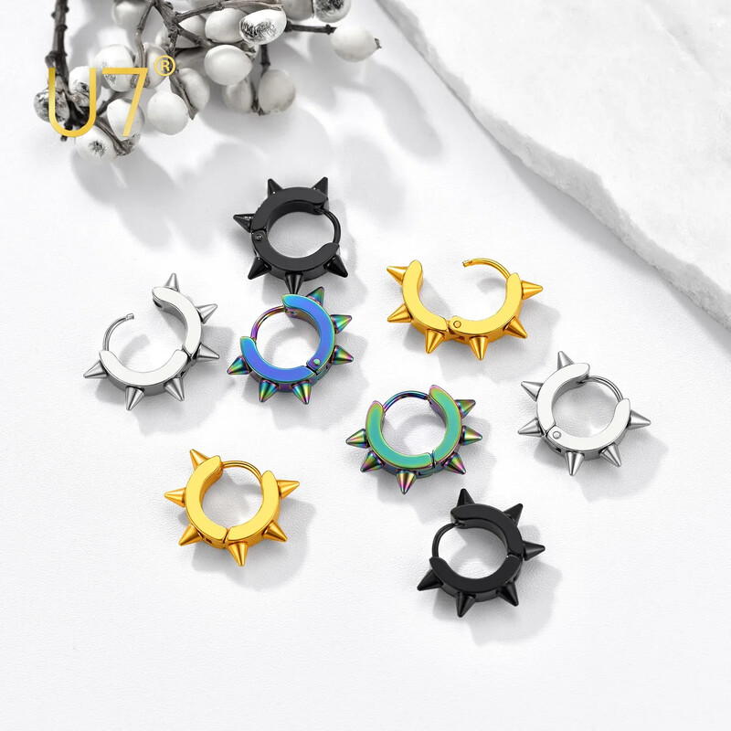 U7 3/4 pāri/komplekts Nerūsējošā tērauda auskaru komplekti vīriešiem Sieviešu smailes apaļas kniedes apaļas lodveida sirds zvaigzne vienkāršas unisex ikdienas rotaslietas