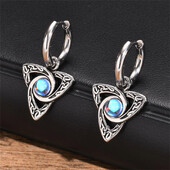 Naušnice s keltskim čvorom s mjesečevim kamenom za muškarce i dječake, naušnice s prstenom od nehrđajućeg čelika, punk hip hop rock rep cool nakit dodaci darovi