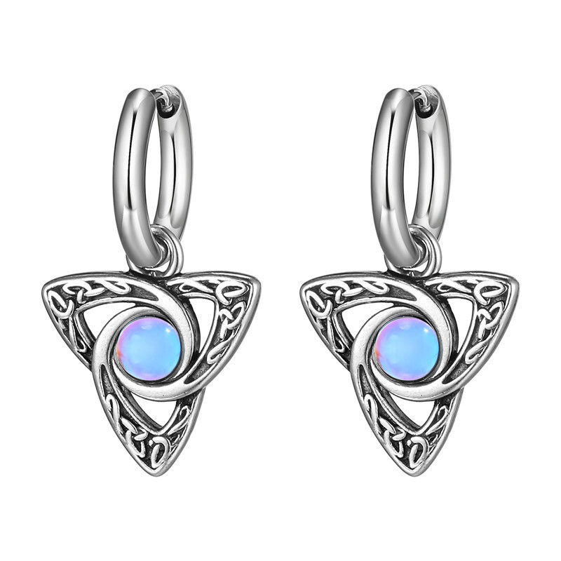 Naušnice s keltskim čvorom s mjesečevim kamenom za muškarce i dječake, naušnice s prstenom od nehrđajućeg čelika, punk hip hop rock rep cool nakit dodaci darovi