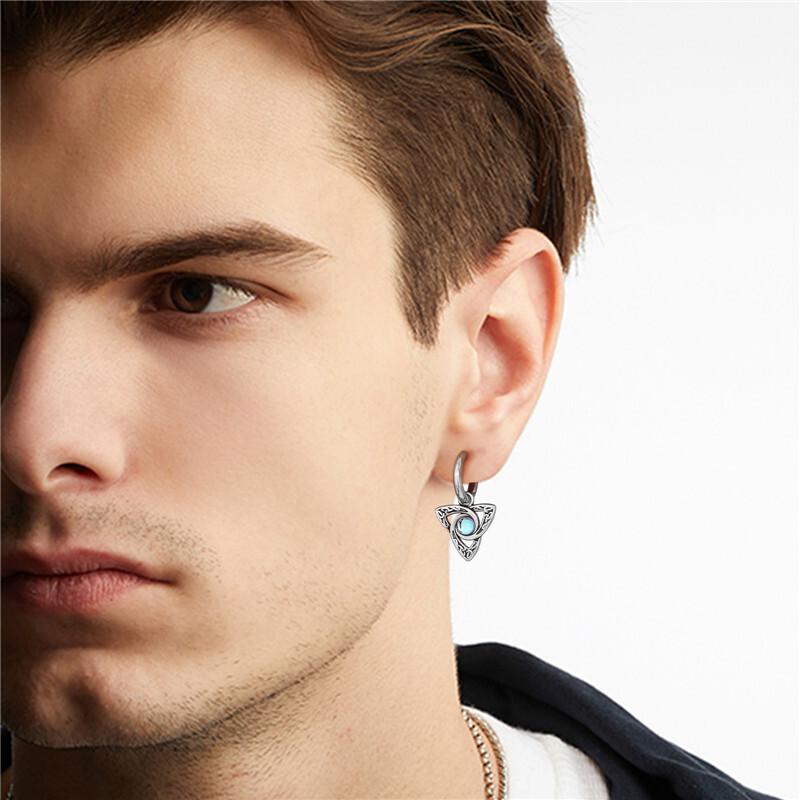 Naušnice s keltskim čvorom s mjesečevim kamenom za muškarce i dječake, naušnice s prstenom od nehrđajućeg čelika, punk hip hop rock rep cool nakit dodaci darovi